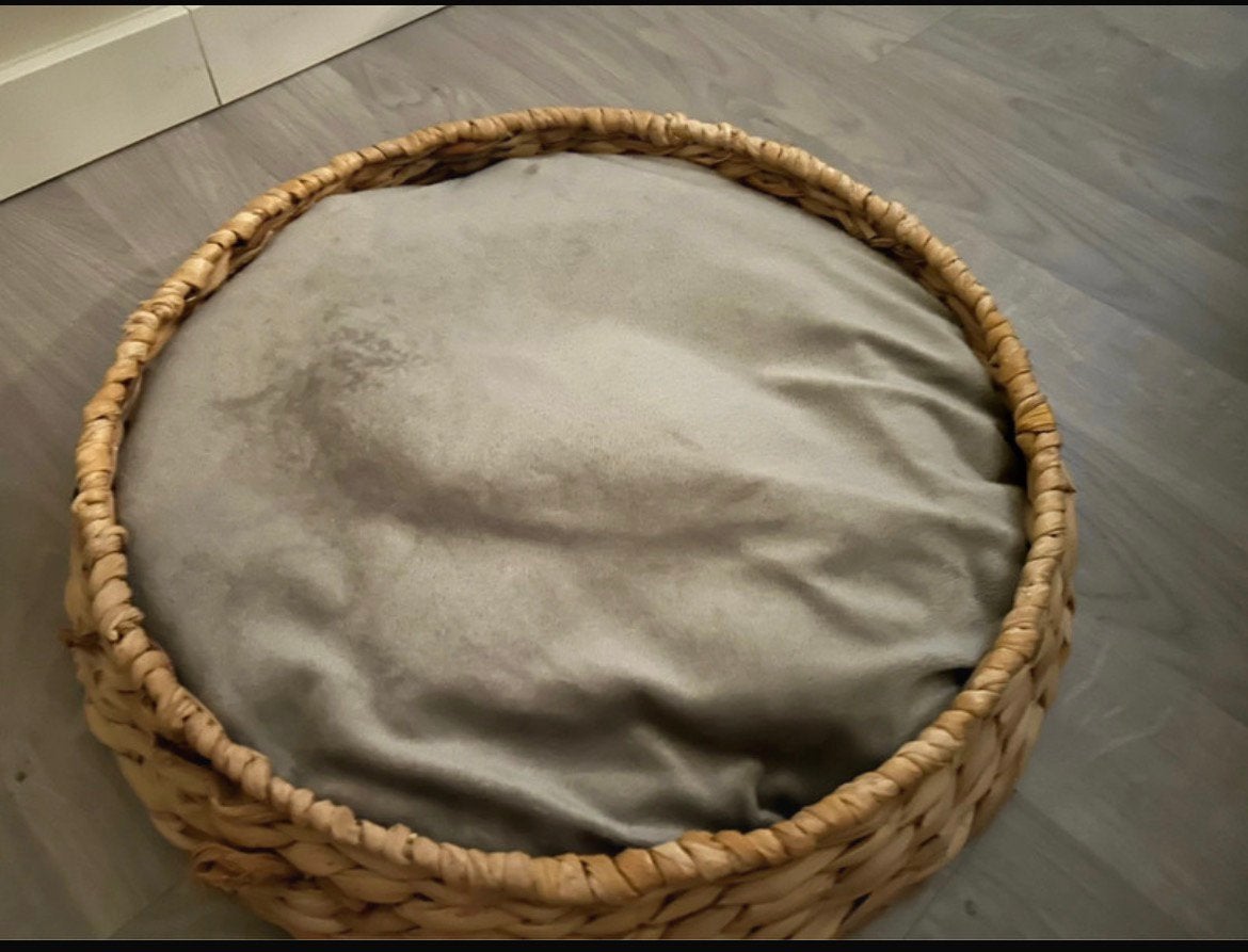 Dringed te koop! Rieten kattenmand met zacht kussen, Dieren en Toebehoren, Ophalen, Zo goed als nieuw