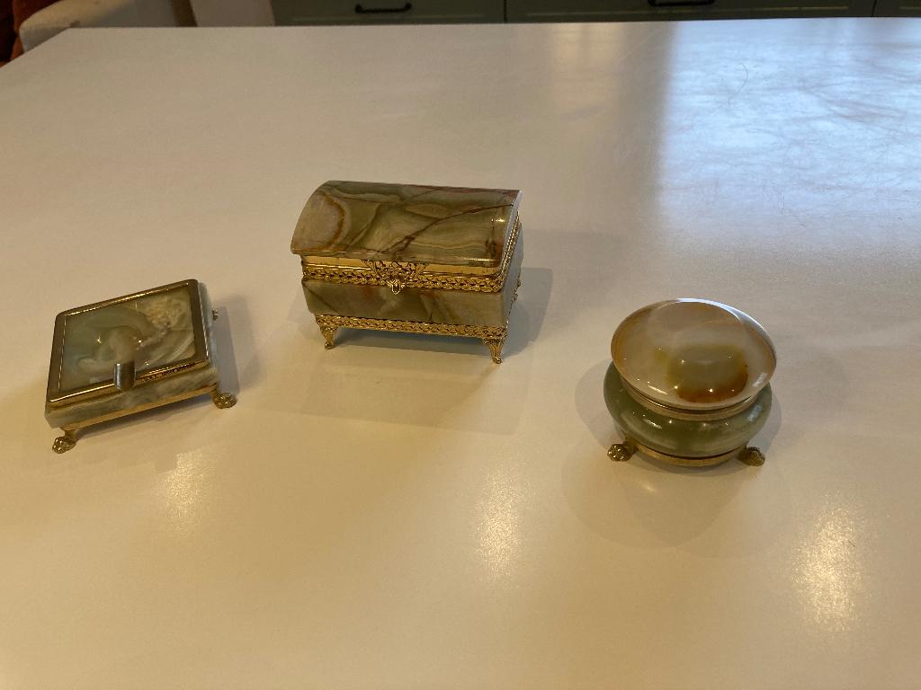 Onyx Doosjes vintage 3 stuks, Antiek en Kunst, Ophalen of Verzenden