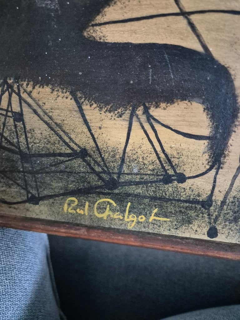 Ancien tableau abstrait signé – Technique mixte sur bois, Antiek en Kunst, Kunst | Schilderijen | Abstract, Ophalen
