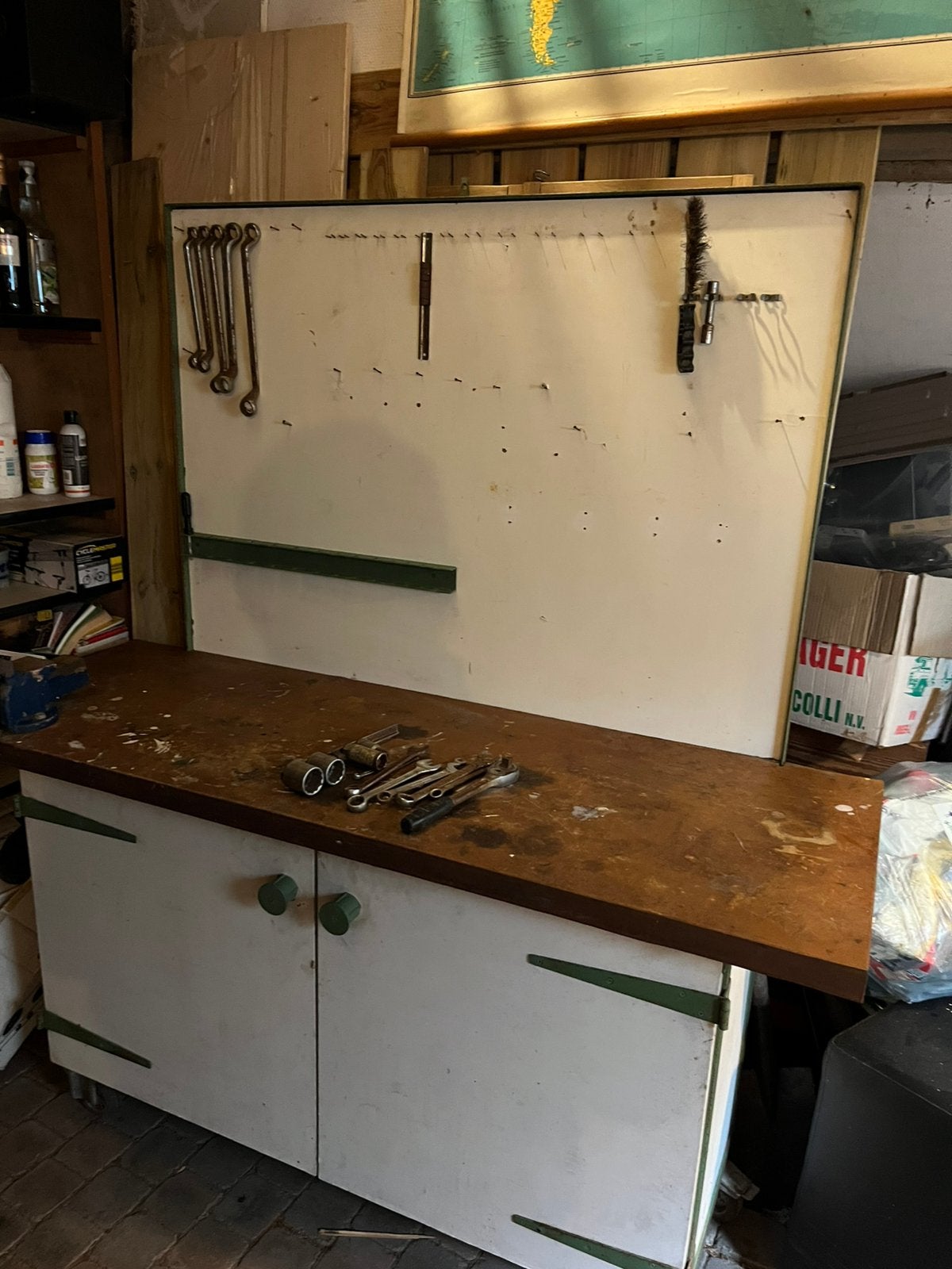 Robuuste werkbank op wielen in stalen frame, Enlèvement, Comme neuf
