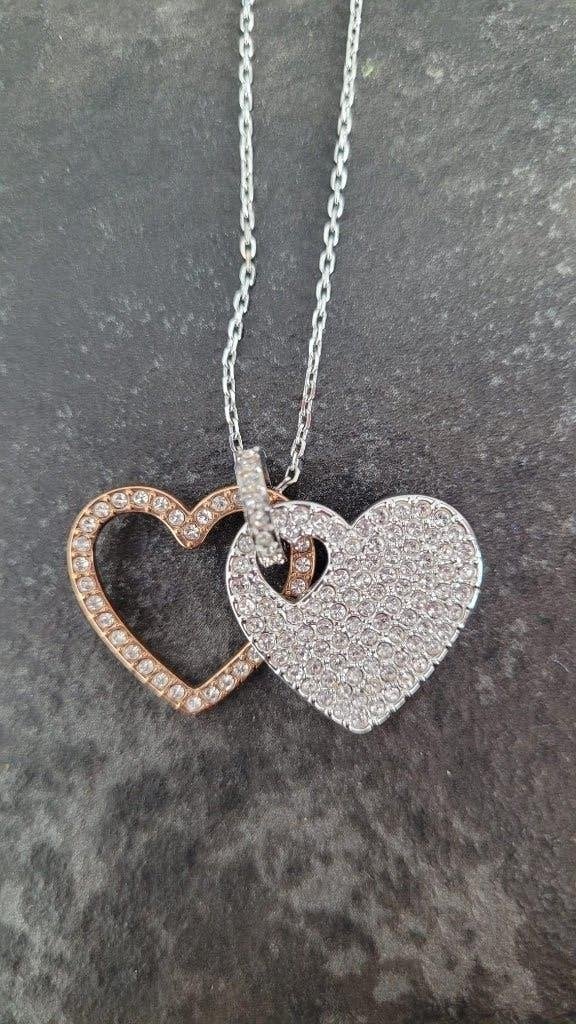 Swarovski ketting dubbel hart, Swarovski, Ophalen, Nieuw