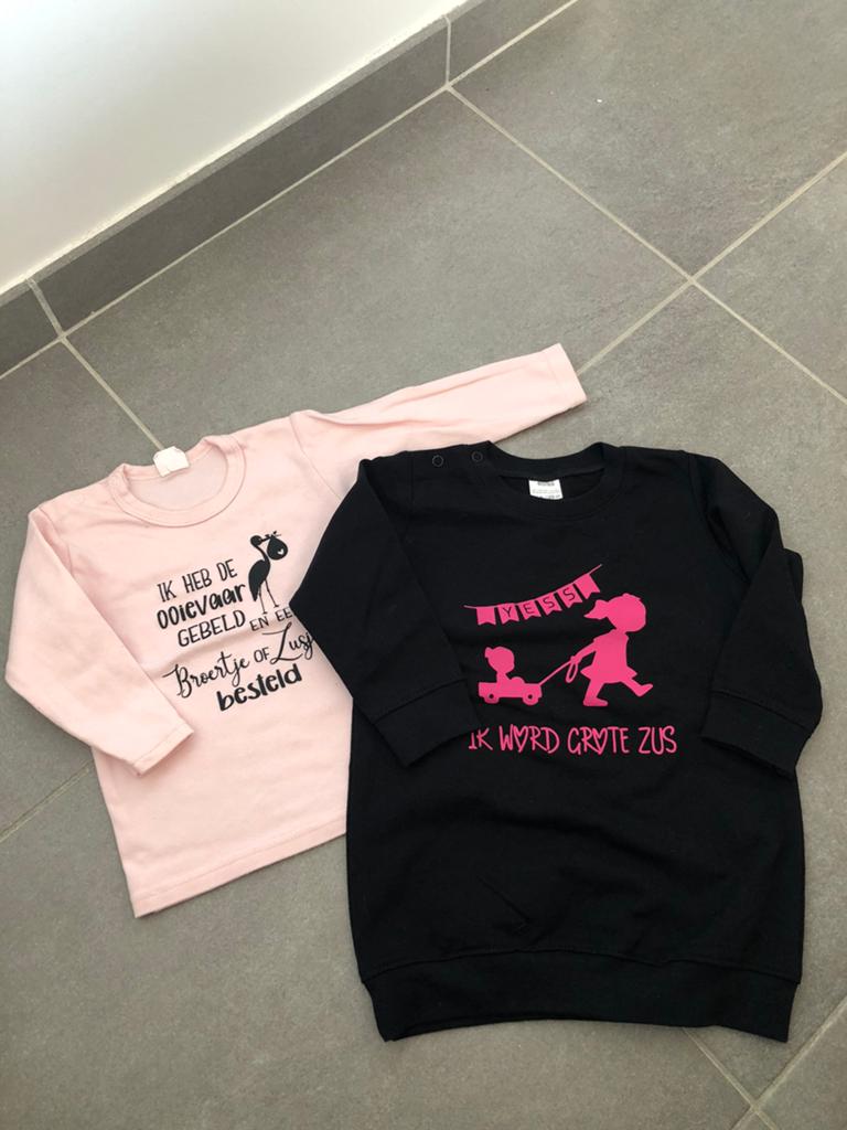 Aankondiging broertje of zusje, maat 86, Kinderen en Baby's, Babykleding | Maat 86, Ophalen of Verzenden, Zo goed als nieuw