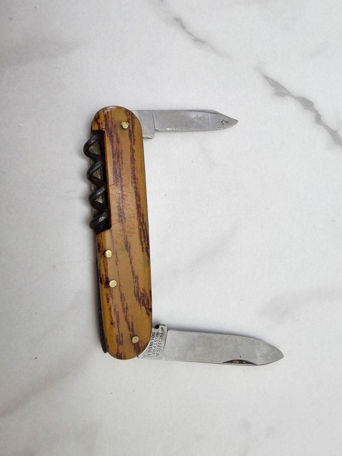 Couteau de poche vintage BONSA Solingen - Rostfrei (3 pièces, Caravanes & Camping, Enlèvement ou Envoi