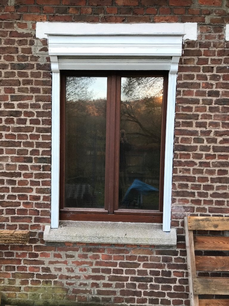 Meranti houten raam met dubbele beglazing, Ophalen, Gevelraam of Ruit, Gebruikt, 160 cm of meer
