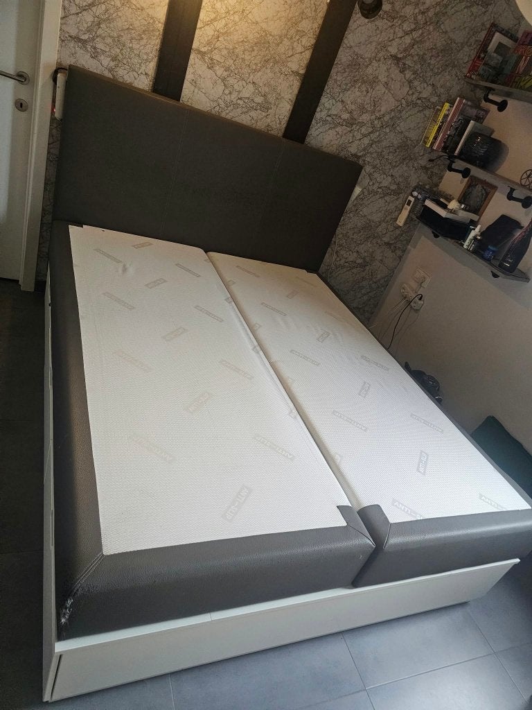 GRATIS lederen boxspring / matrasdrager, Huis en Inrichting, Ophalen, Gebruikt, Tweepersoons, 200 cm