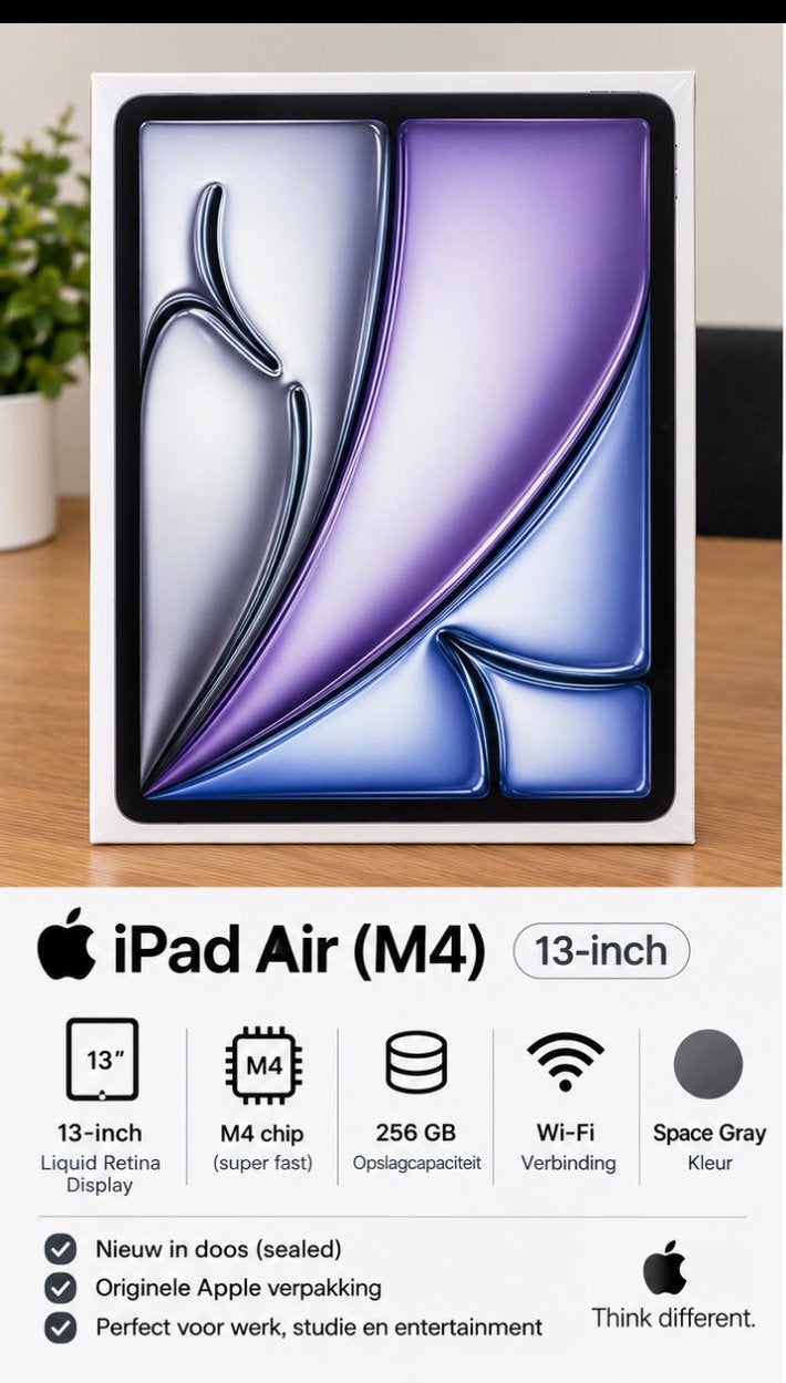 NIEUW & 📦ONGEOPEND – Apple iPad Air 13” M4 – 256 GB, Informatique & Logiciels, Neuf, Gris, Enlèvement ou Envoi, Apple iPad