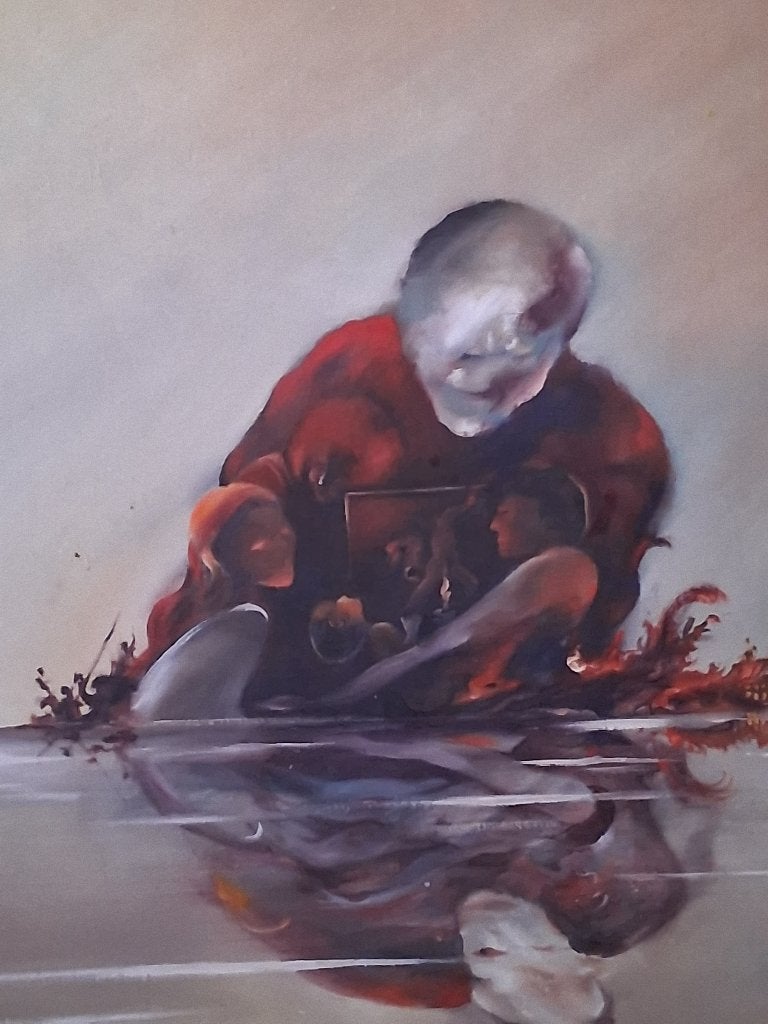 Grande Peinture Huile sur Toile, Collections, Collections Autre, Comme neuf, Enlèvement