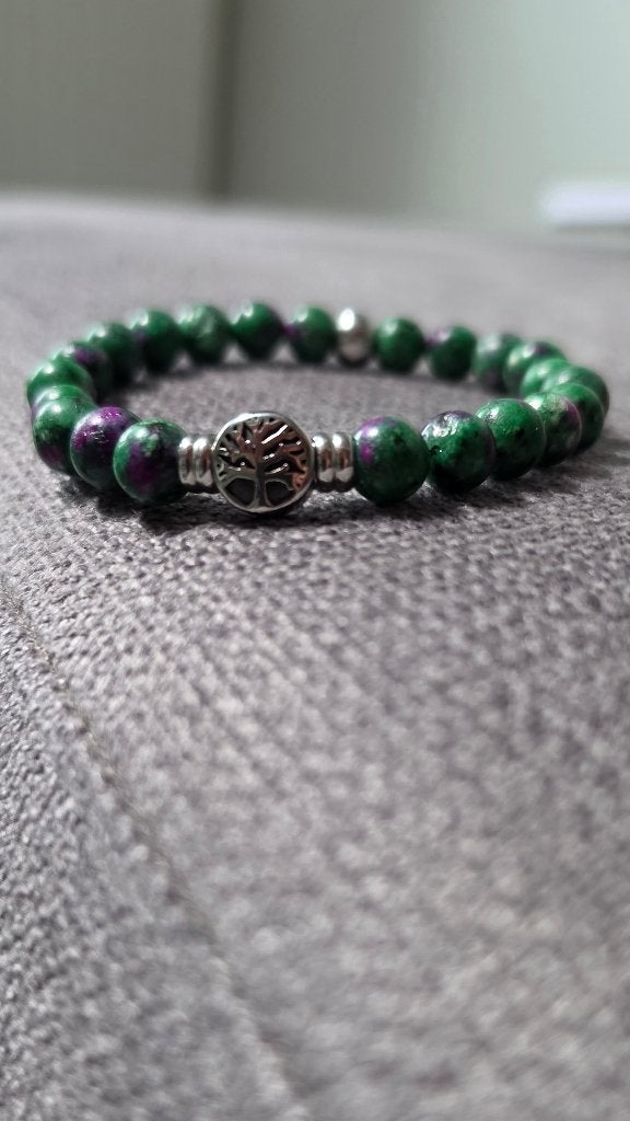 Bracelet d'Exception Homme Rubis sur Zoïsite, Neuf, Enlèvement ou Envoi, Avec bracelets à breloques ou perles, Acier