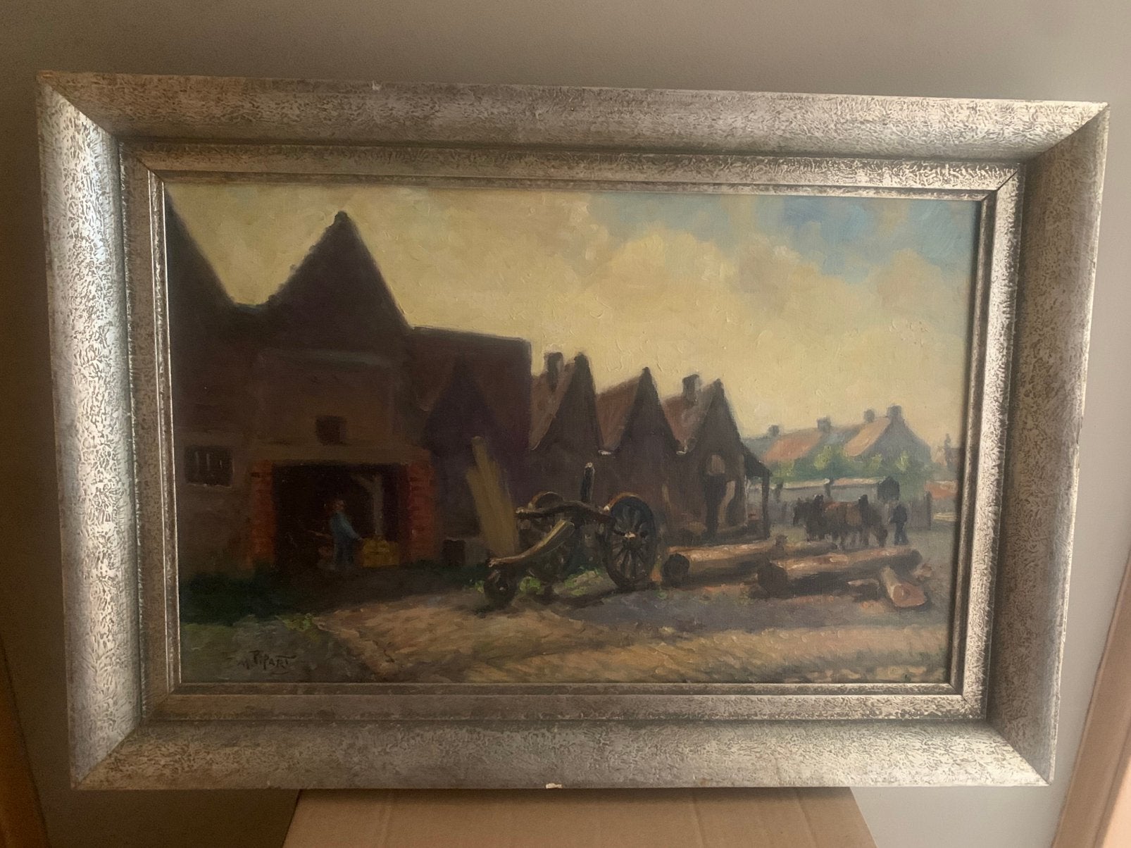 Peinture Marcel Pipart - Chantier Jourdois à Péruwelz 1940, Antiquités & Art, Enlèvement, Toile