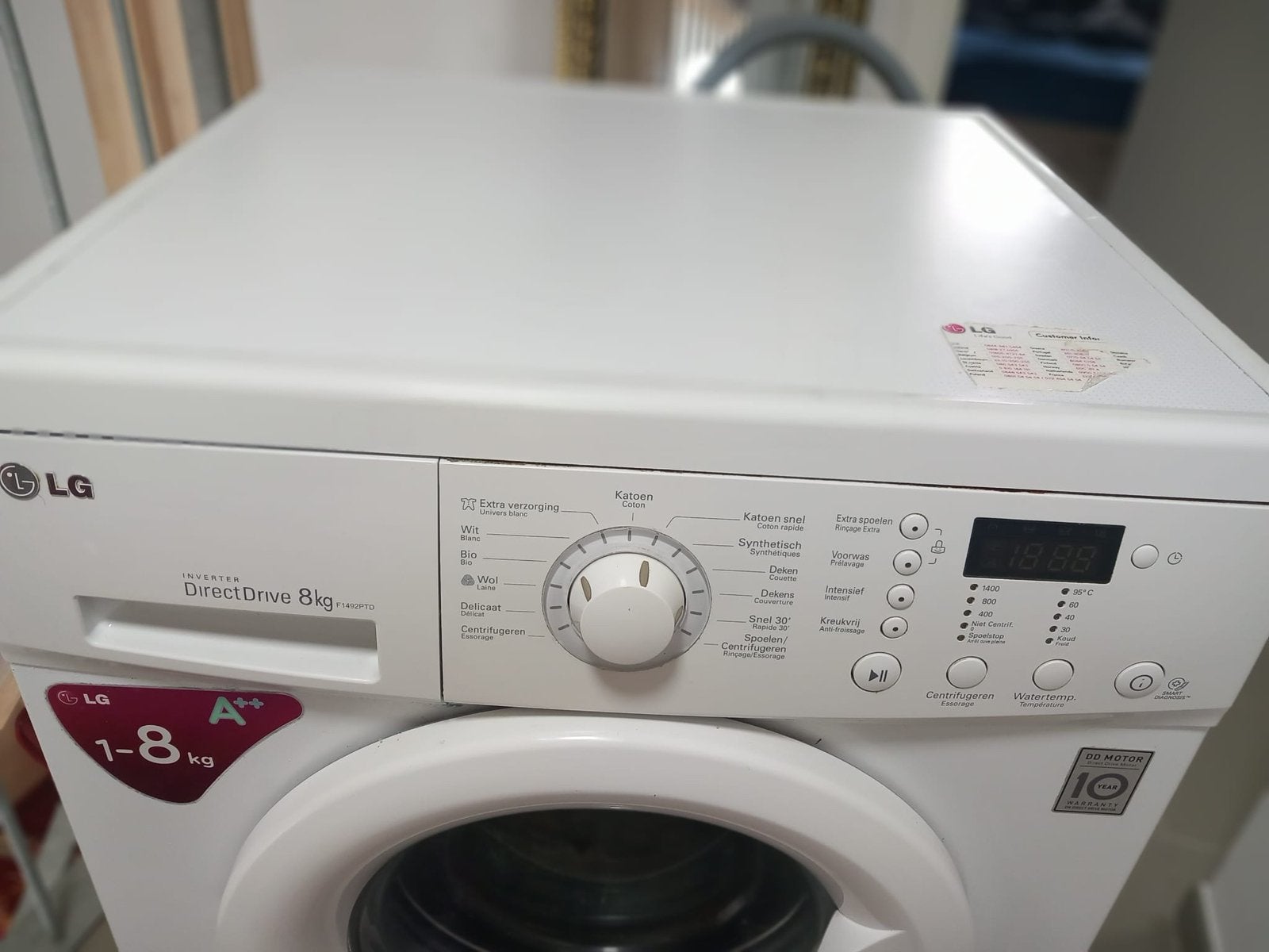 Wasmachine LG, Elektronische apparatuur, 8 tot 10 kg, Ophalen, Zo goed als nieuw