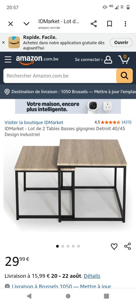 Lot de 2 table gigogne neuf, Neuf, Enlèvement, Autres essences de bois, Rectangulaire
