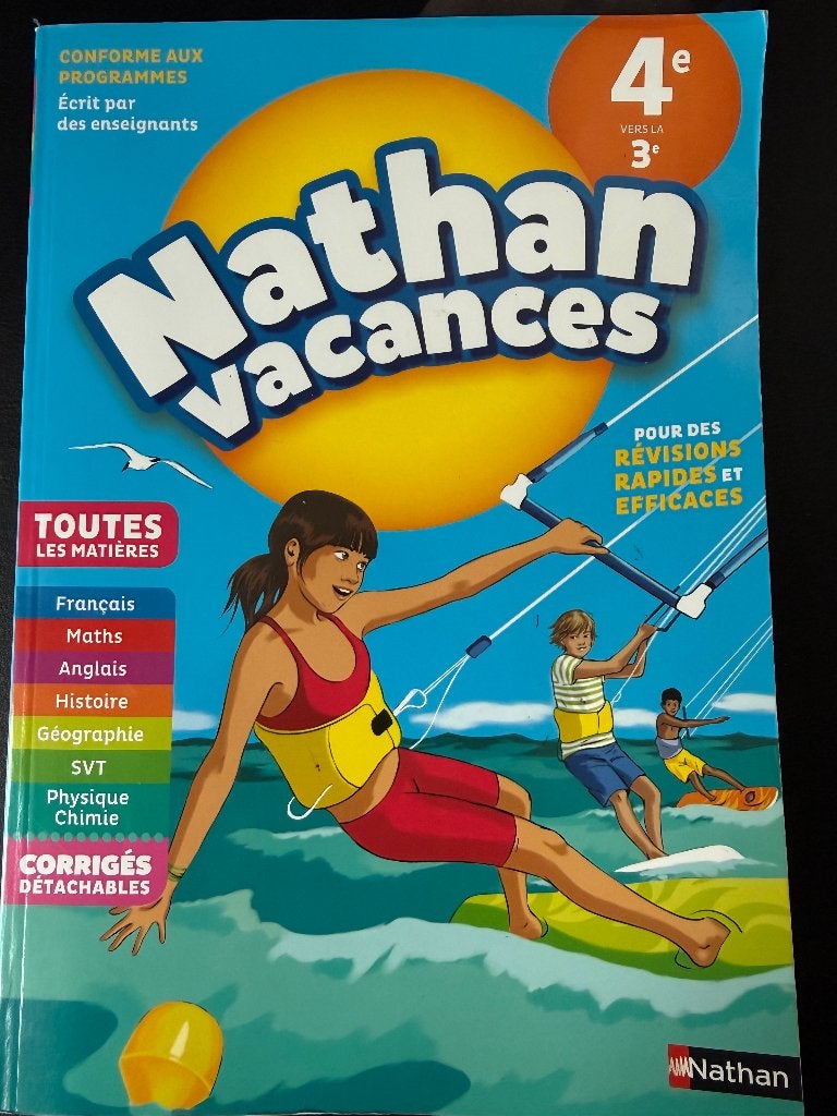 Cahier de vacances de la 2eme - vers la 3eme secondaire, Enlèvement ou Envoi, Comme neuf, Secondaire, Nathan