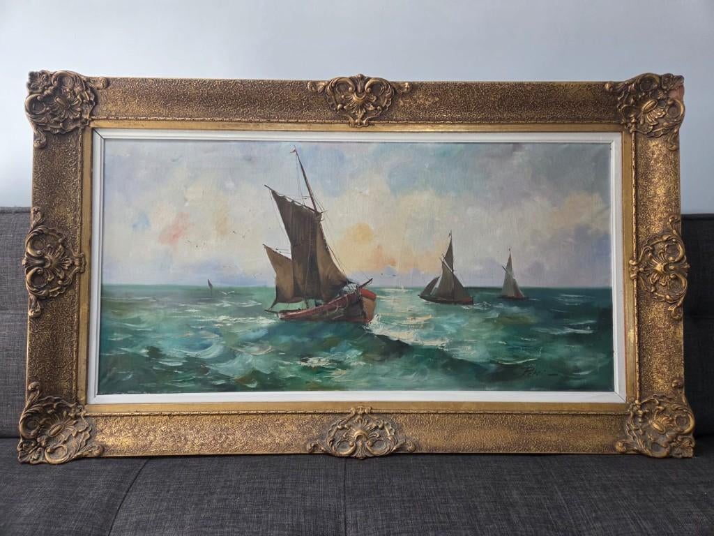 Schilderijen: boot, bloemenvaas, Enlèvement, Toile