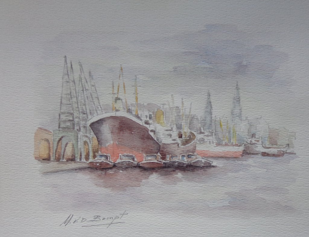 MARCEL VAN DEN BEMPT / 3 STUKS / ANTWERPEN ORIGINEEL 30x40cm, Antiquités & Art, Enlèvement ou Envoi, Aquarelle, Signé, Papier