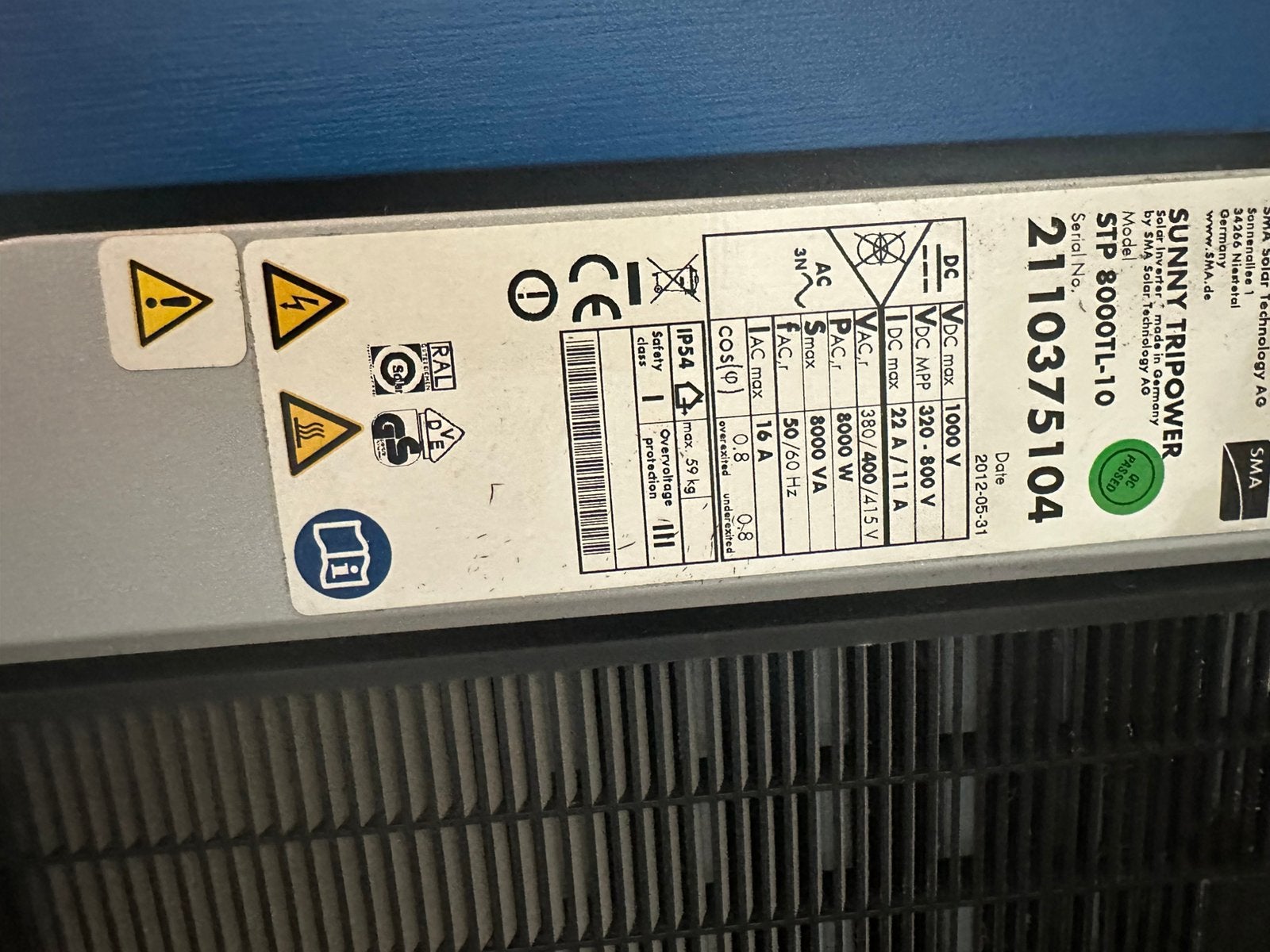 Sunny tripower omvormer 8000w, Ophalen, Gebruikt