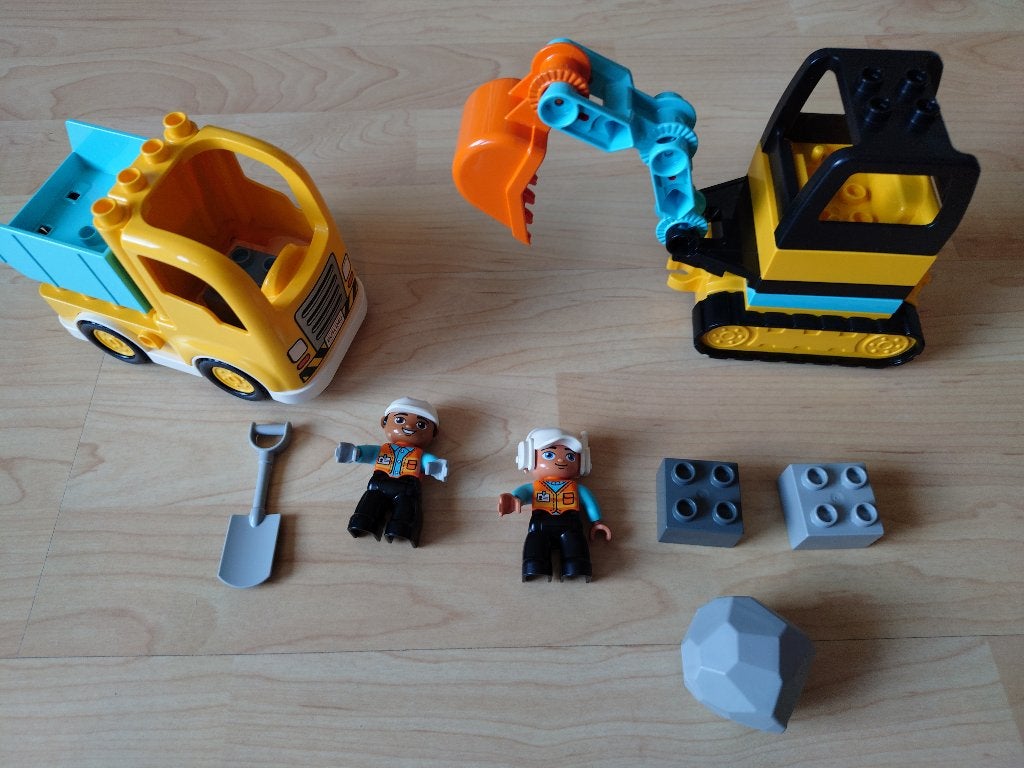 Duplo Truck & Graafmachine met Rupsbanden 10931, Ophalen, Zo goed als nieuw, Compleet, Duplo