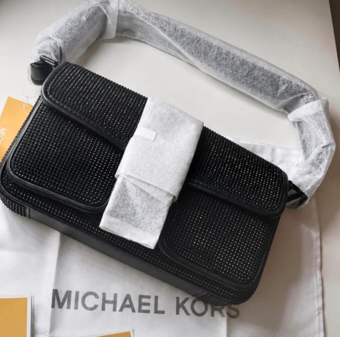 Michael Kors Colby Leren Schoudertas | Zwart | Nieuw, Verzenden, Nieuw, Zwart