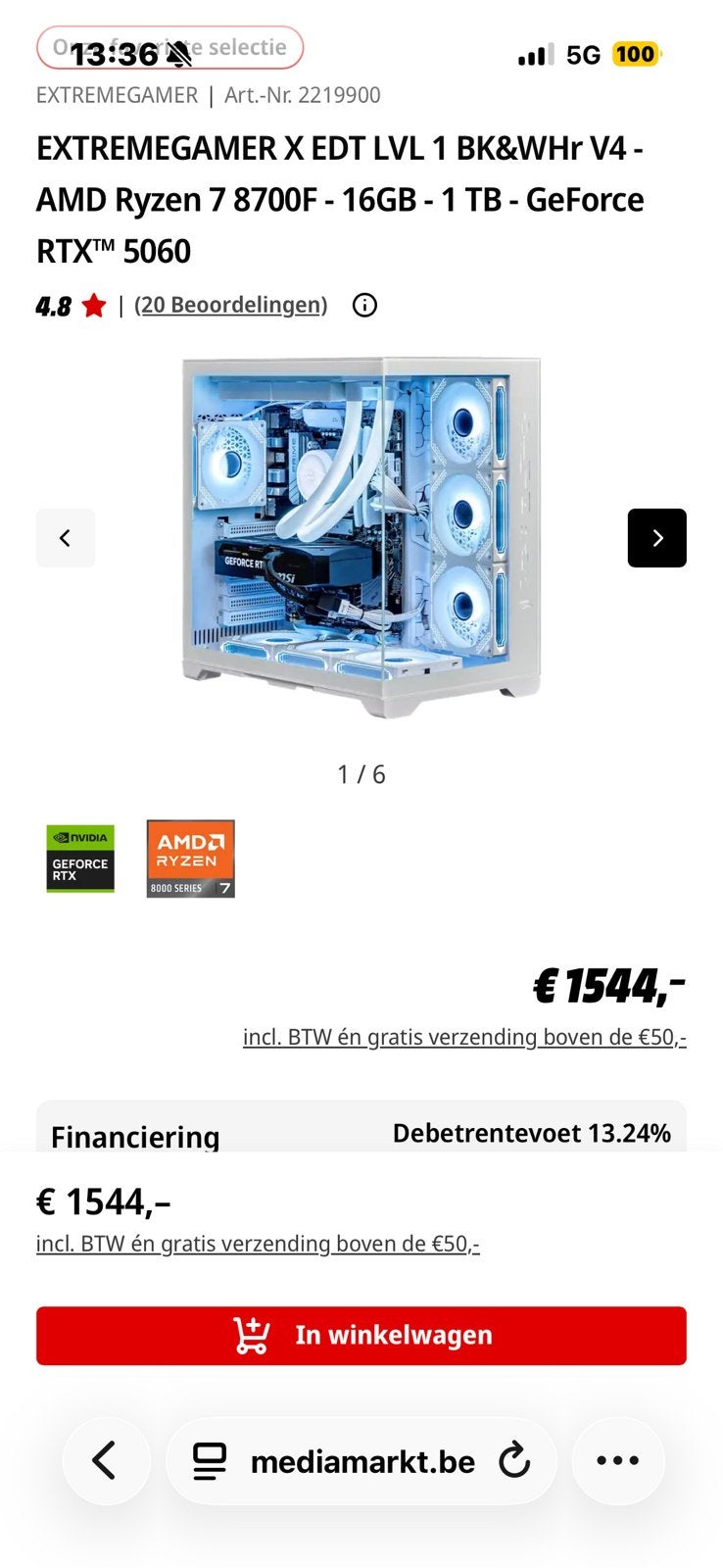 Nieuwe game pc van 19/09 AMD RYZEN 7 rtx 5060, Computers en Software, Ophalen, Zo goed als nieuw, Gaming, SSD