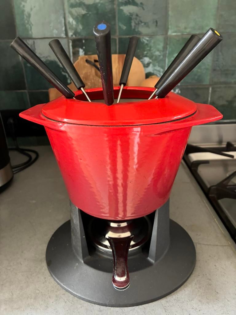 Vintage Creuset fonduepot, Ophalen, Gebruikt, Fondueset