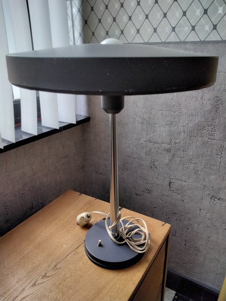 Lampe Philips ”timor” Kalff, Industriel, Lampe de bureau, Enlèvement, Gris
