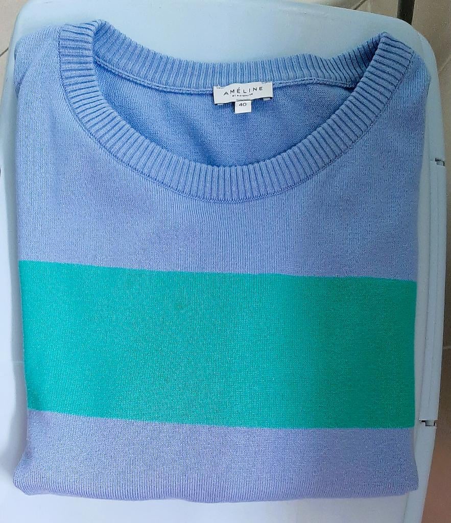 Te koop: Mooie gestreepte pul van "Mayerline", Vêtements | Femmes, Taille 38/40 (M), Enlèvement ou Envoi, Porté, Bleu