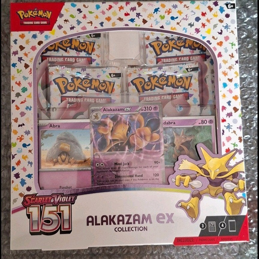 Boîte de collection Pokémon 151 Alakazam Ex 4 boosters scell, Enlèvement, Neuf, Booster, Foil