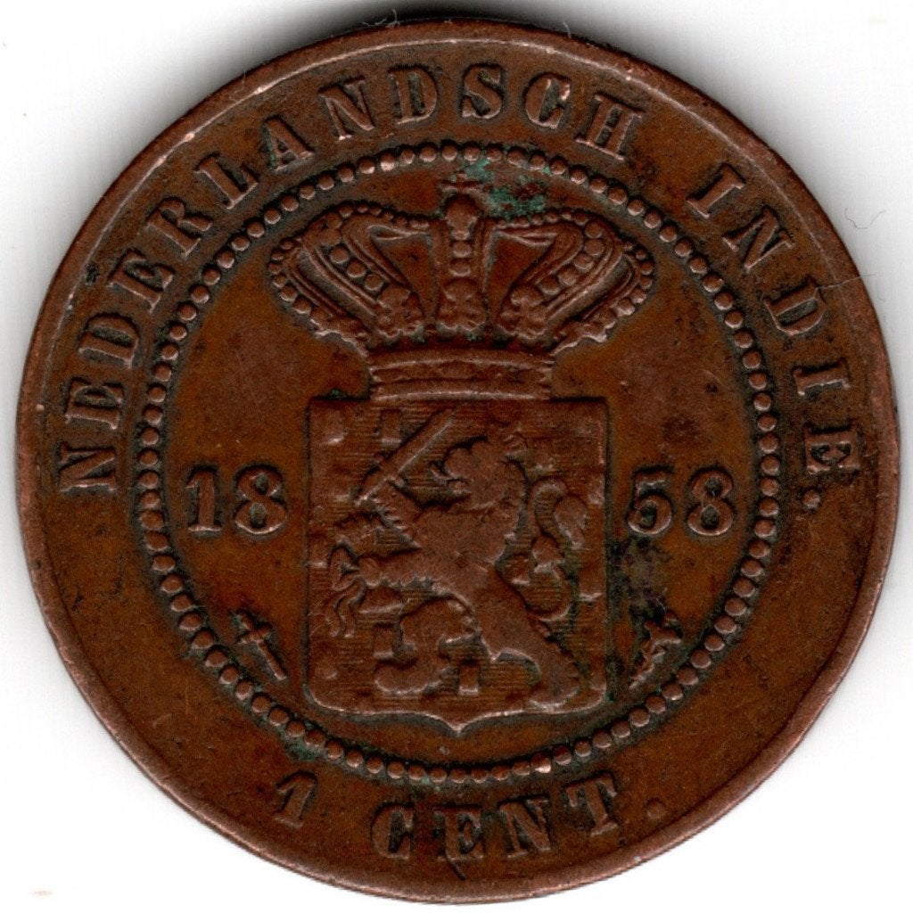 Nederlands-Indië : 1 Cent 1858 KM#307.1 Ref 16783, Ophalen of Verzenden, Zuidoost-Azië, Losse munt