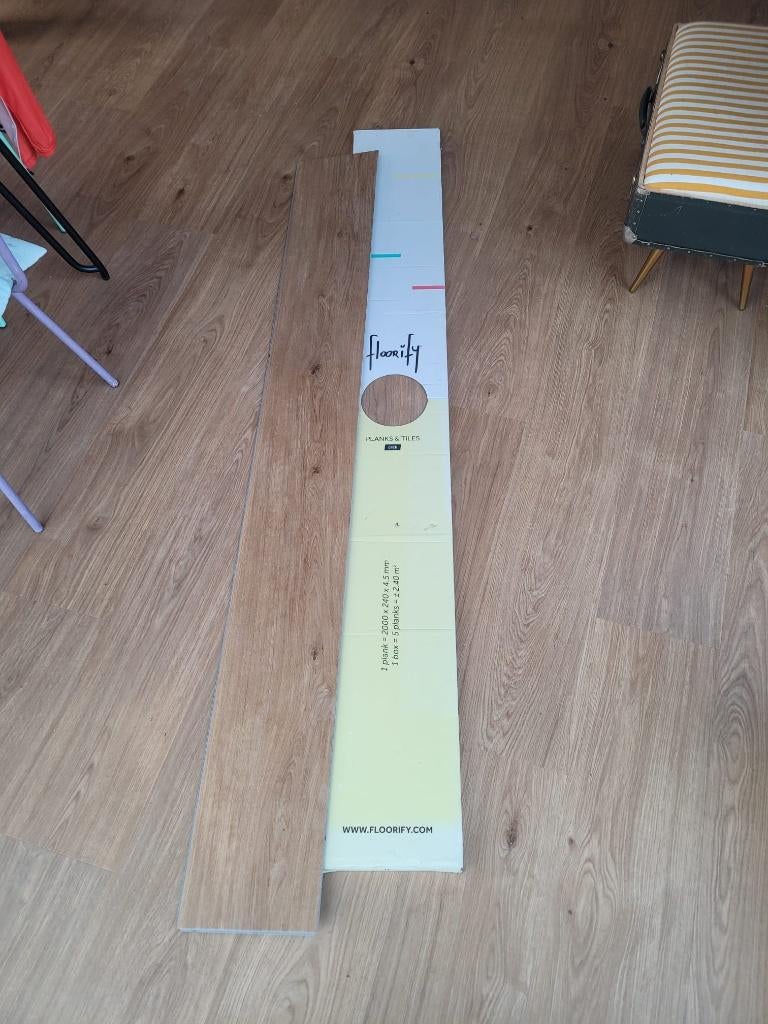 Floorify Toffee clickvinyl - 1 pak + 1 plank (2,88m2), Doe-het-zelf en Bouw, Ophalen, Kunststof, Nieuw, Vloerdelen of -planken