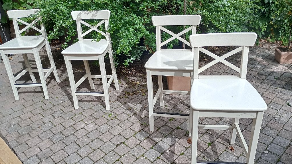 Ikea Ingolf barkruk met rugleuning, Huis en Inrichting, Barkrukken, Ophalen, Gebruikt, 60 tot 90 cm, 4 krukken