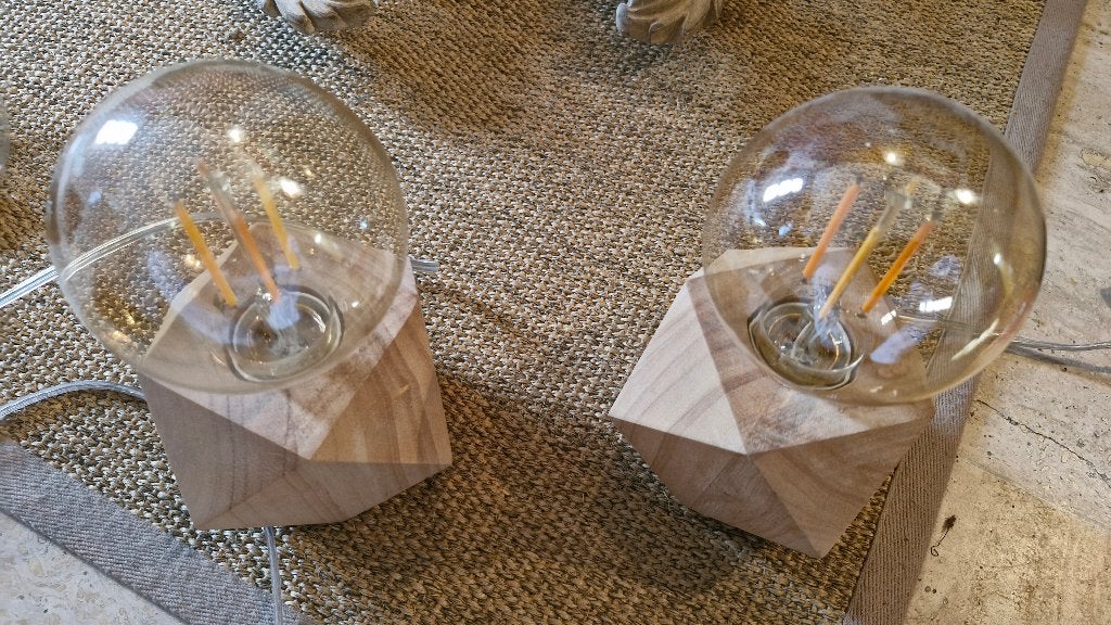 2 lampes de chevet avec point lumineux, Maison & Meubles, Lampes | Lampes de table, Enlèvement, Neuf, Bois