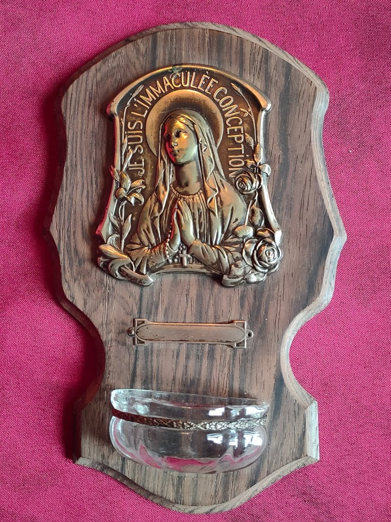 Ancien bénitier en bois l'immaculée conception (n34), Enlèvement