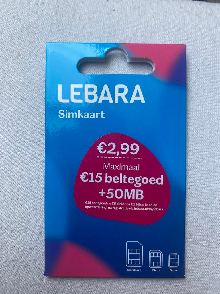 LEBARA sims SIMCARD LEBARA lebara, Telecommunicatie, Prepaidkaarten en Simkaarten, Ophalen of Verzenden