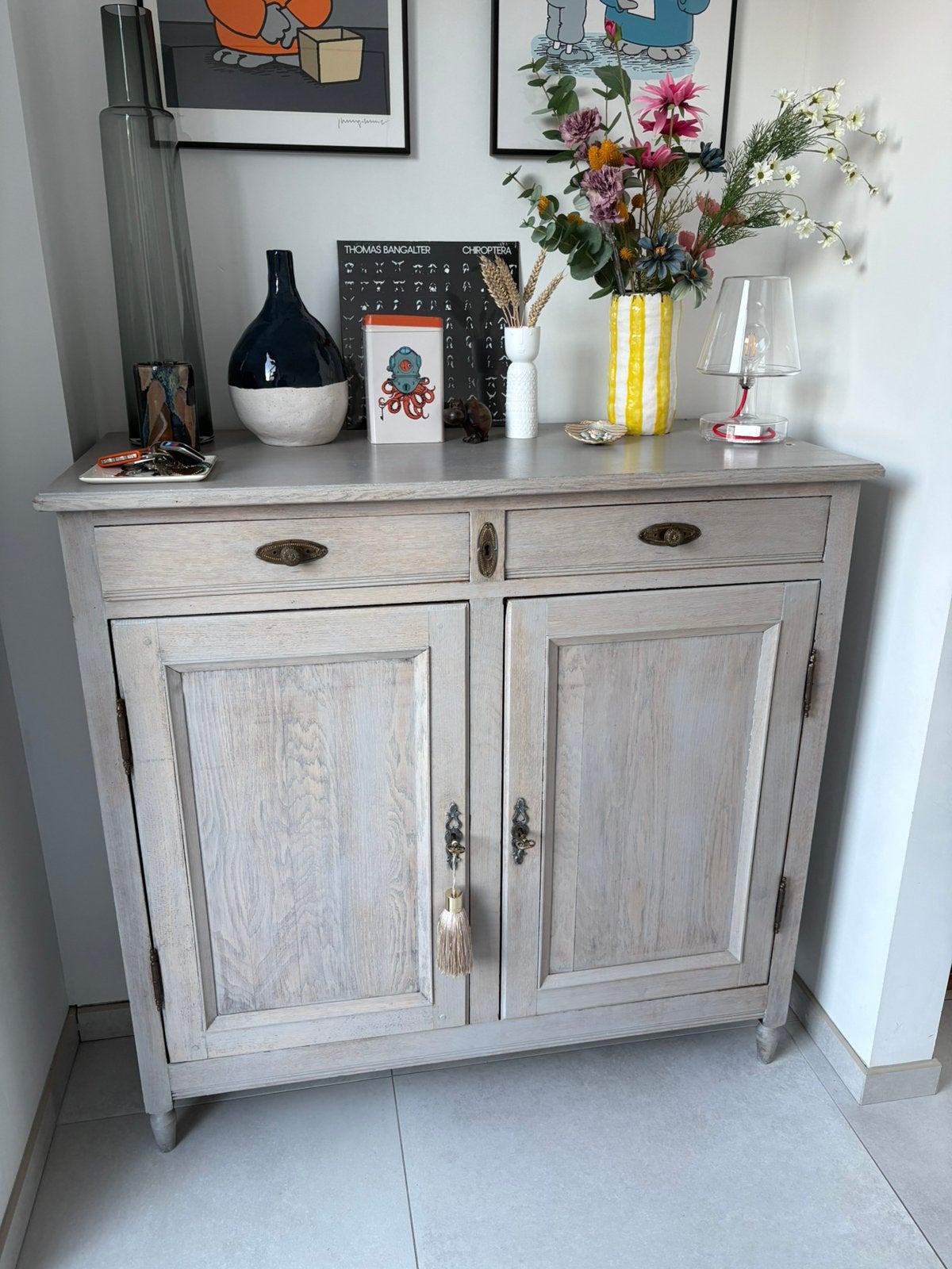 Dressoir van gekalkt hout, Ophalen, Gebruikt, 100 tot 150 cm, 100 tot 150 cm