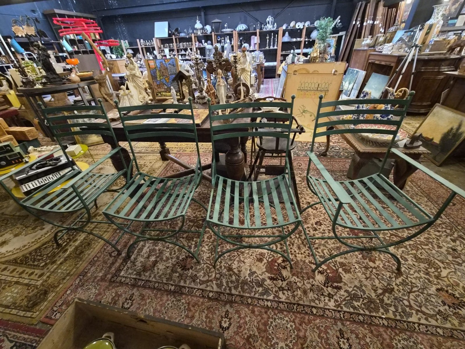 Antieke smeedijzeren tuinstoelen met prachtige patina 4st, ., Enlèvement, Utilisé, .