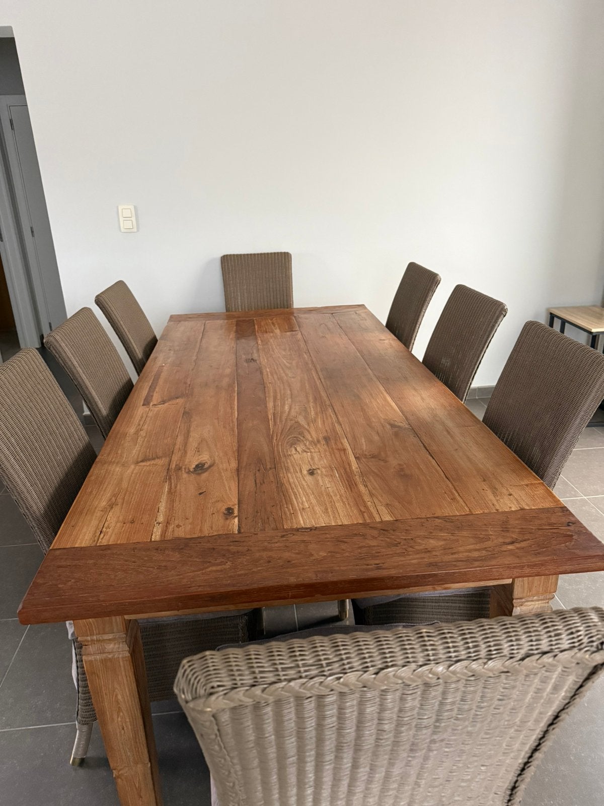 Tafel met 8 stoelen, Huis en Inrichting, Ophalen, Gebruikt, Landelijk, 8 stoelen of meer