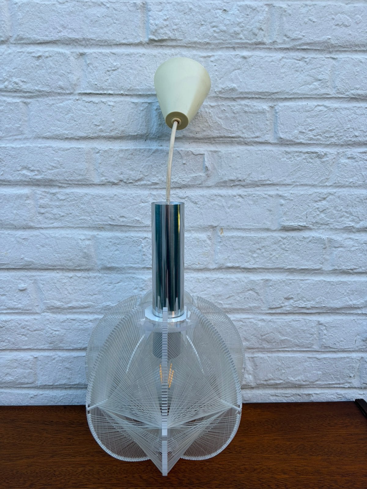 Vintage hanglamp van plexiglas, Huis en Inrichting, Ophalen, Gebruikt