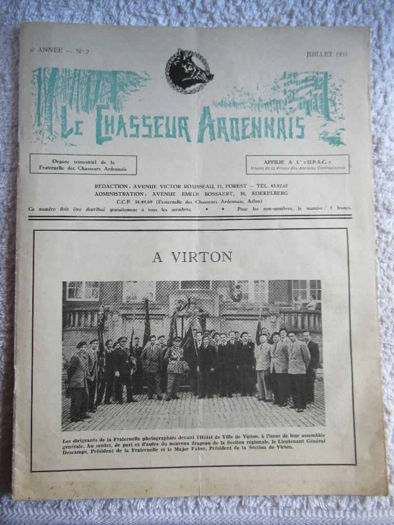 ABL - Chasseurs Ardennais - Vieux bulletin de 1951, Collections, Objets militaires | Général, Armée de terre, Enlèvement ou Envoi