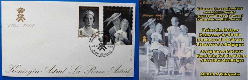 1905-2005--REINE ASTRID-1 FEUILET-1 FDC, Timbres & Monnaies, Enlèvement ou Envoi