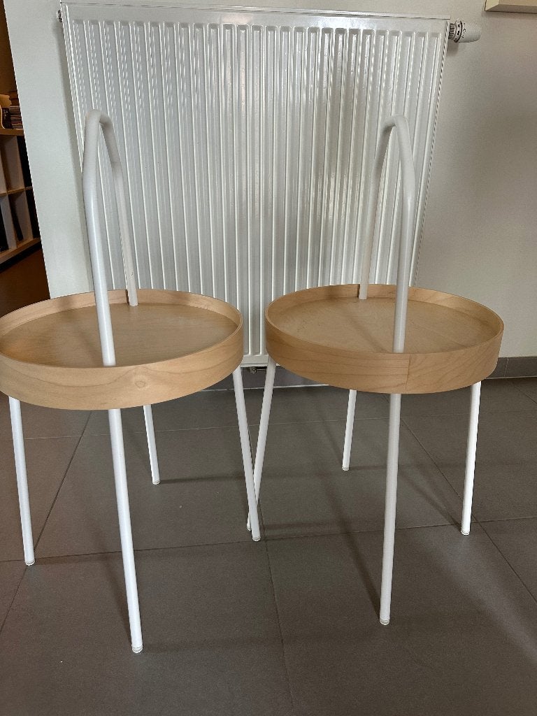 IKEA BURVIK bijzettafel, nachtkastje, wit, Huis en Inrichting, Tafels | Bijzettafels, Ophalen, Zo goed als nieuw, Rond, 45 tot 60 cm