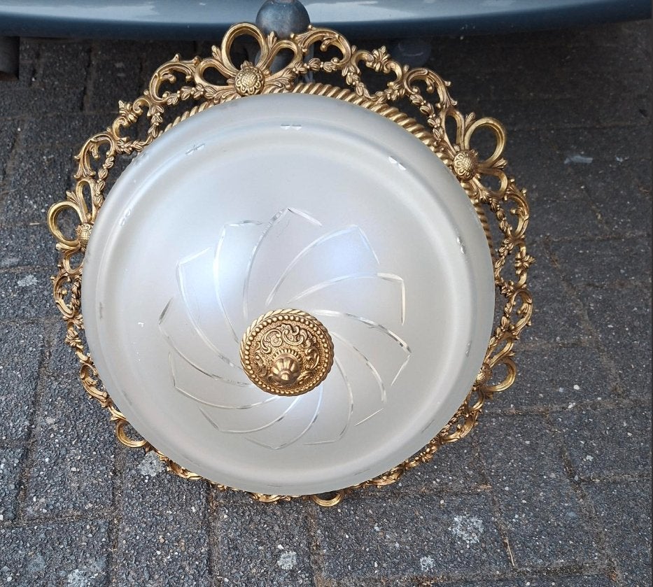 GROTE RETRO PLAFONNIERE, 50 cm, Jaren 70, LED, Zo goed als nieuw