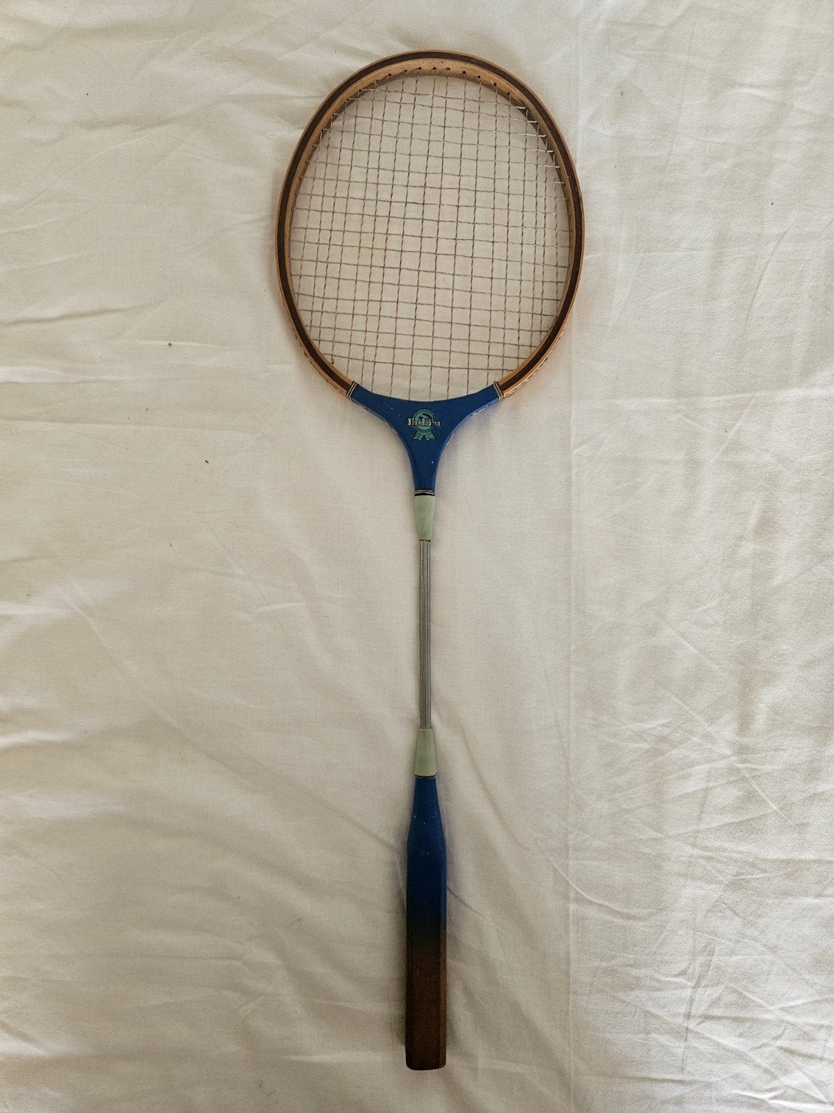 Vintage houten badminton raket Blue Ribbon, Ophalen