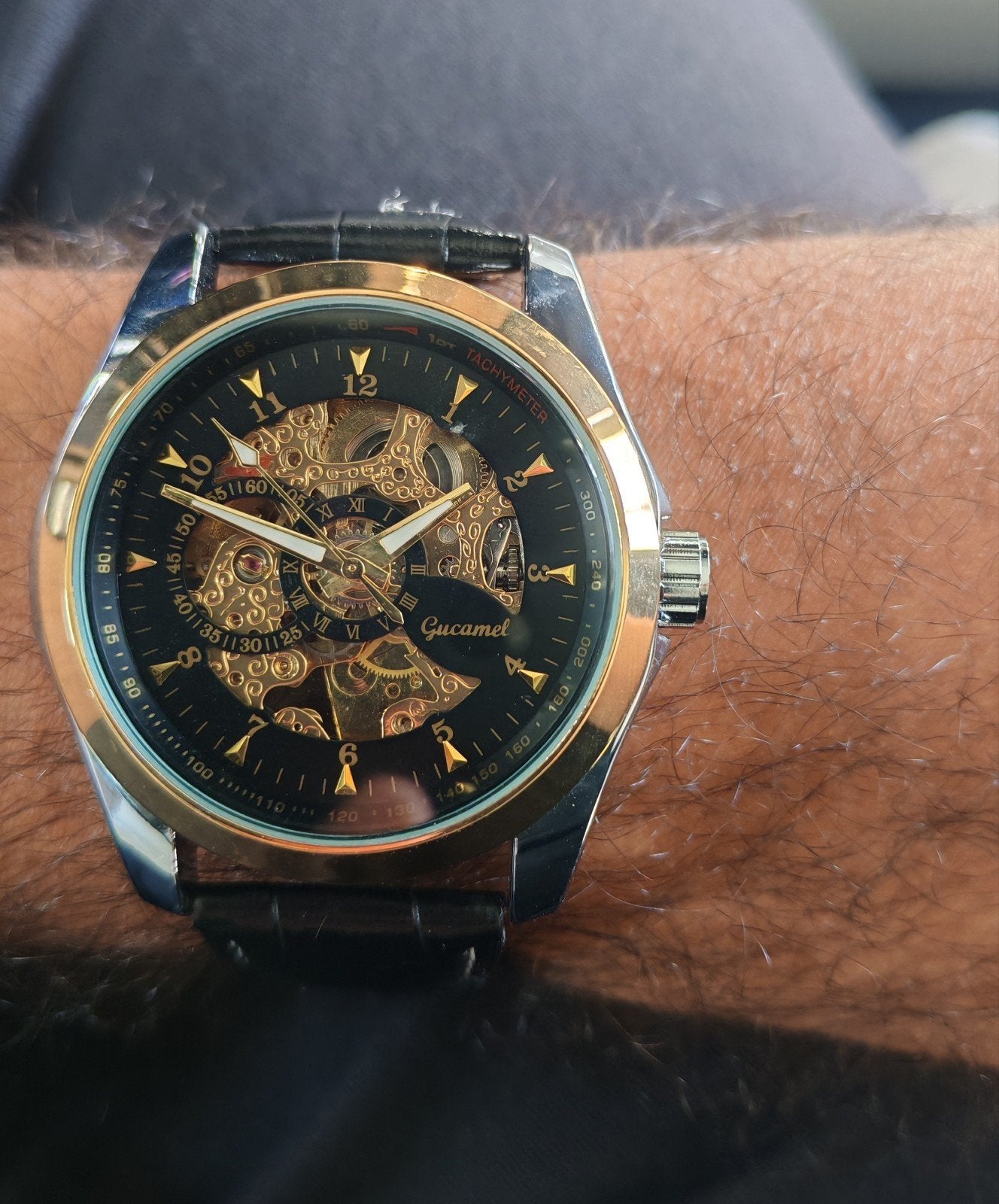 Montre Homme Automatique / Squelette Gucamel - Style Luxe, Bijoux, Sacs & Beauté, Envoi, Neuf, Argent