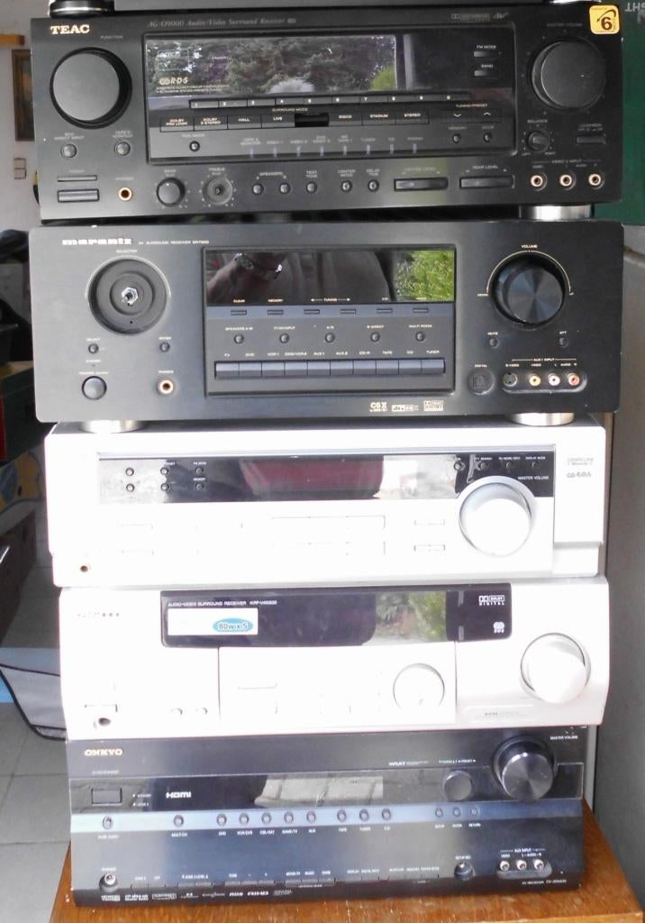 Kavel receivers te koop (5 Stuks )(slechts 1 getest), Gebruikt, 60 tot 120 watt, Stereo, Ophalen