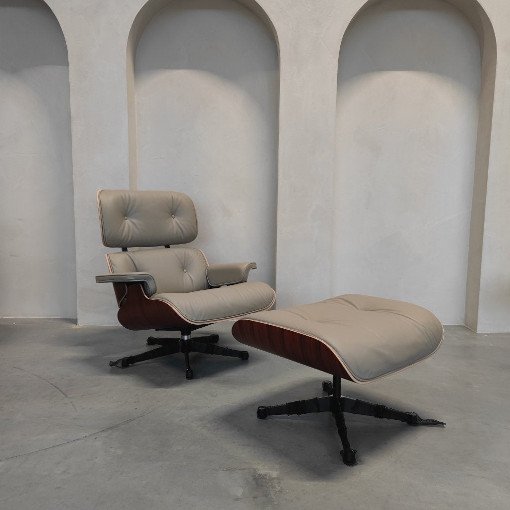 Vitra Eames Lounge chair - Palissander - Dark sand leder, Antiek en Kunst, Ophalen of Verzenden