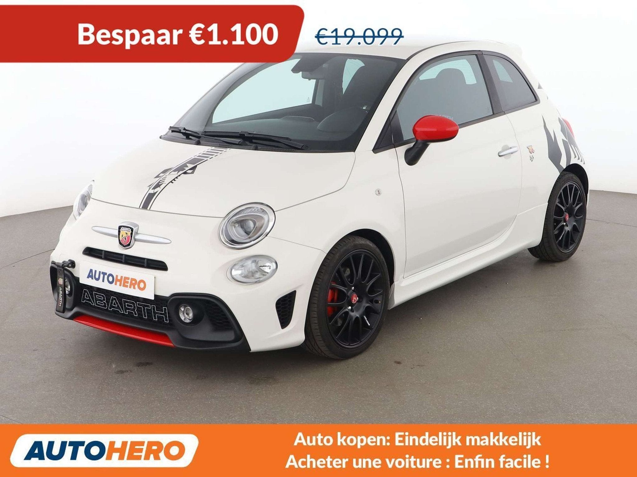 Abarth 595 1.4 Pista (bj 2021), Auto's, Abarth, 4 zetels, Stof, Gebruikt, Wit