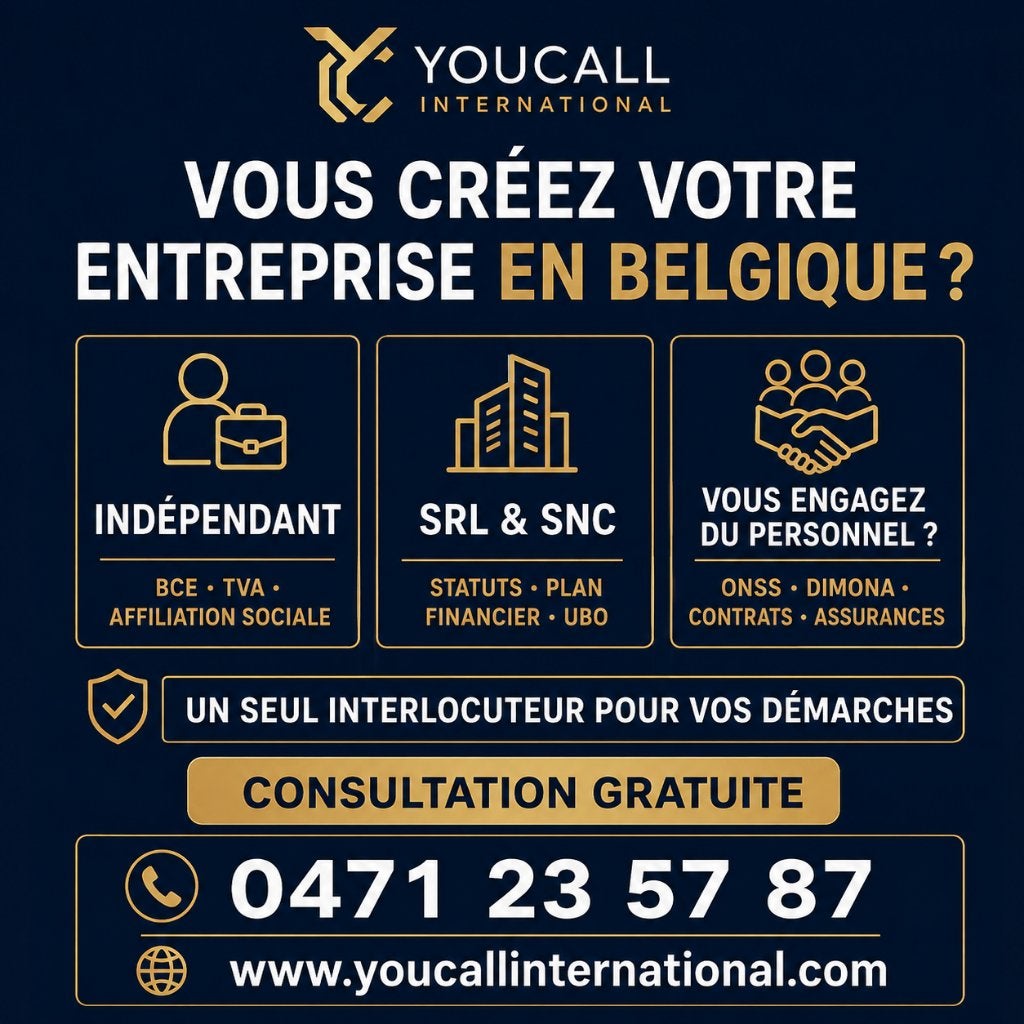 Création d’entreprise en Belgique | YouCall, Services & Professionnels, Se rend à domicile, Conseils en affaires