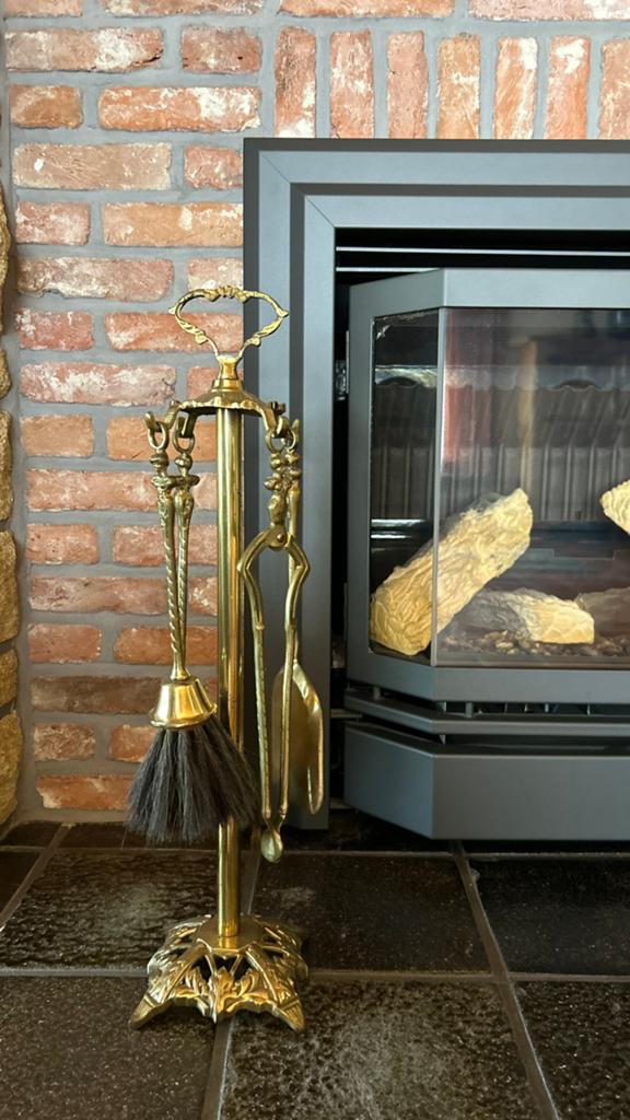 Vintage Brass fireplace set, Ophalen, Zo goed als nieuw
