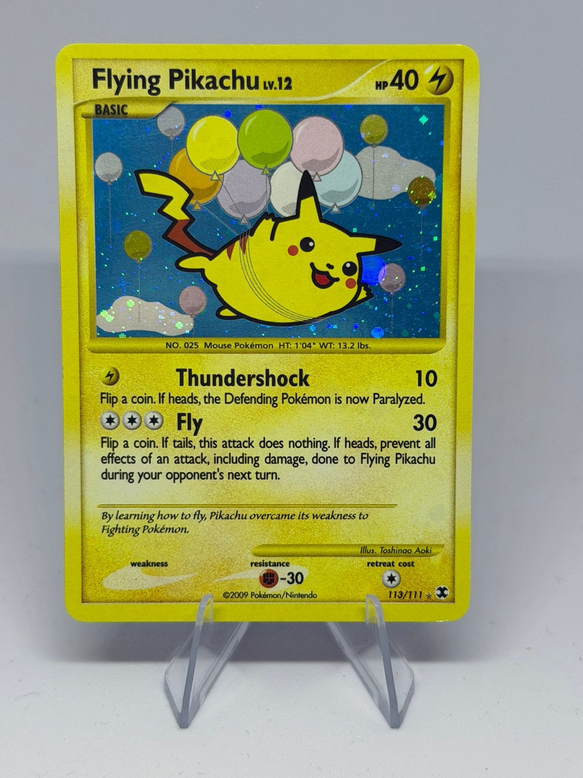A vendre carte Flying Pikachu LV.12 Holo 2009 (113/111)., Enlèvement ou Envoi, Comme neuf, Cartes en vrac