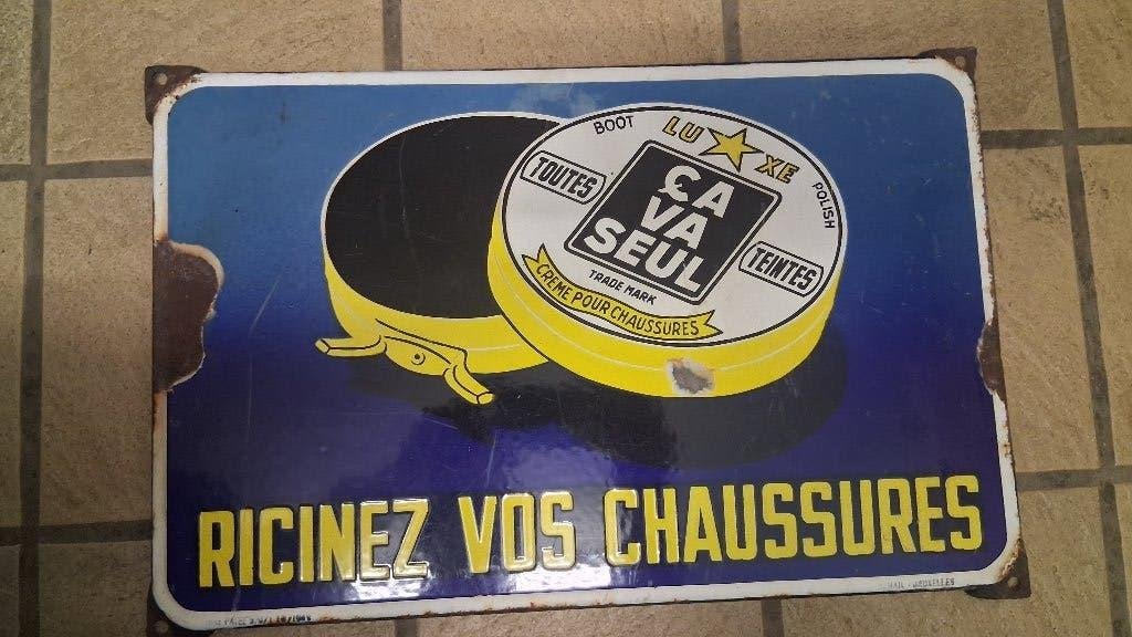Ancienne plaque email CA VA SEUL 1949, Enlèvement ou Envoi