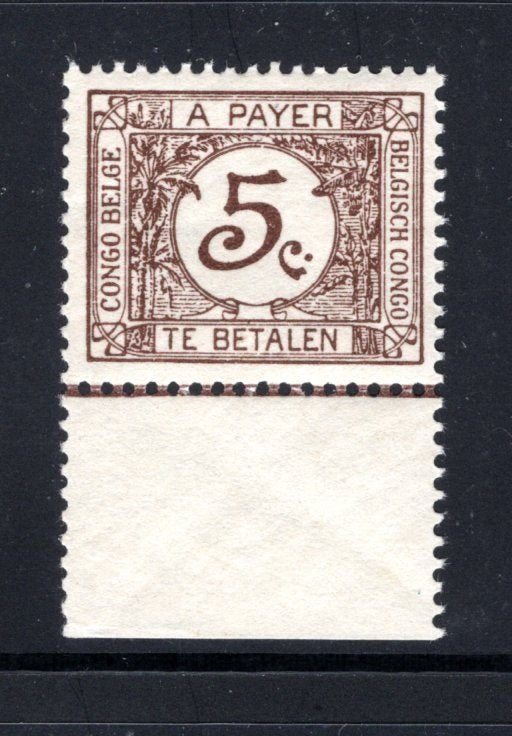 BEL. CONGO TX66 MNH 1923 - Grand chiffre coloré dans cercle, Envoi, Non oblitéré, Neuf